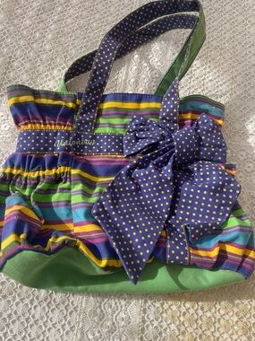 Multicolor Striped Tote with Bow